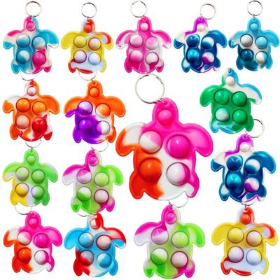 20Pcs Bulk Rainbow Turtle Mini Pop Fidget Backpack Decor for Friend Birthday Summer Party Favors Students Small Prize Gift