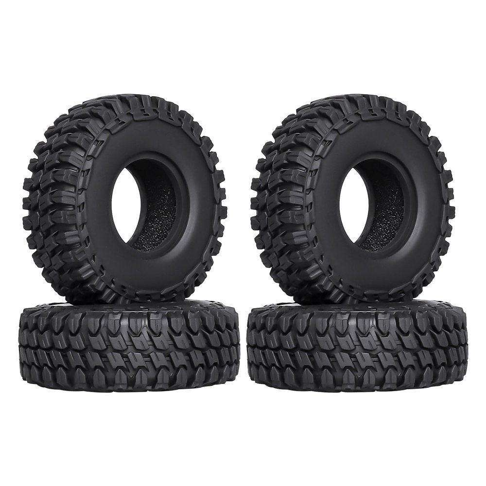 Hobbypark Soft Rubber SCX24 Tires 1.0 Rock Crawler for 1/18 TRX4M Axial SCX24 Gladiator Bronco C10 JLU Deadbolt B17 Betty 1/18 1/24 RC Crawler Car, 4PCS (52x20mm)
