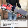 RC Semi Truck with Trailer - 22.5 Inch Semi Truck Toy for Kids, Carrier Van Transport Vehicle with 2 Rechargeable Batteries, 1:24 Container Trucks with LED Lights & Music, Great Gift For Boys Girls view 2