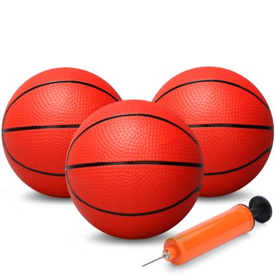 Gamtec 6" Small Basketballs for Kids, Toddler 6 Inch Little Ball for Over Door Mini Hoop, Silence Rubber Basketball Ball for Indoor Outdoor, Beach Sand Toy Balls for Pool Hoop 3PCS with Pump