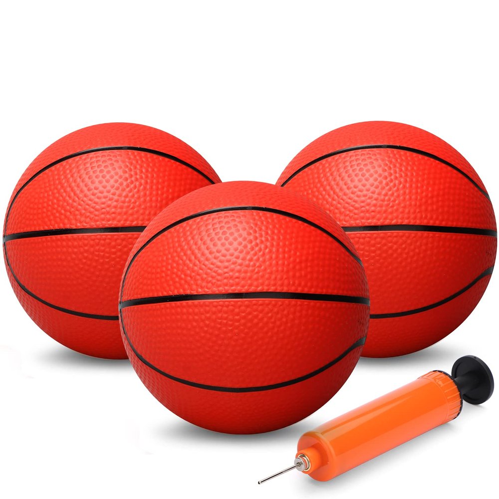Gamtec 6" Small Basketballs for Kids, Toddler 6 Inch Little Ball for Over Door Mini Hoop, Silence Rubber Basketball Ball for Indoor Outdoor, Beach Sand Toy Balls for Pool Hoop 3PCS with Pump