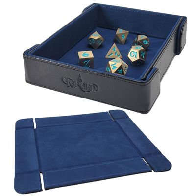 Forged Dice Co. 6 Inch Magnetic Folding Dice Tray - Portable Folding Dice Rolling Tray for use as DND Dice Tray D&D Dice Tray or Dice Game - Quiets Rolling Metal Dice and Folds Flat - Blue