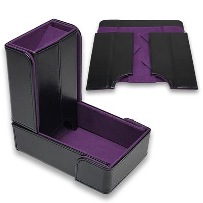 Forged Dice Co. The Keep Foldable Dice Tower with Dice Tray - Snap-Free Design - Ideal for RPG Players and Dungeon Masters - Easily Store and Transport - Purple
