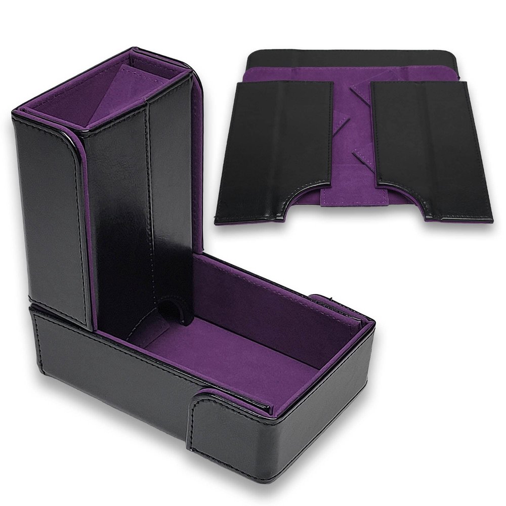 Forged Dice Co. The Keep Foldable Dice Tower with Dice Tray - Snap-Free Design - Ideal for RPG Players and Dungeon Masters - Easily Store and Transport - Purple