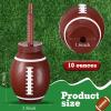 Sawysine 12 Sets Football Ball Cups with Straws and Lids, 10 oz Toddler Plastic Reusable Super Football Party Cups Bulk for Kids Birthday Theme Party Supplies view 2