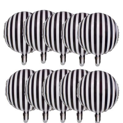 10 Pcs Black and White Striped Aluminum Balloons Decoration Foil Mylar Balloons for Birthday Party, Baby Shower, Halloween, Ceremonies, Holiday Parties Decoration Supplies