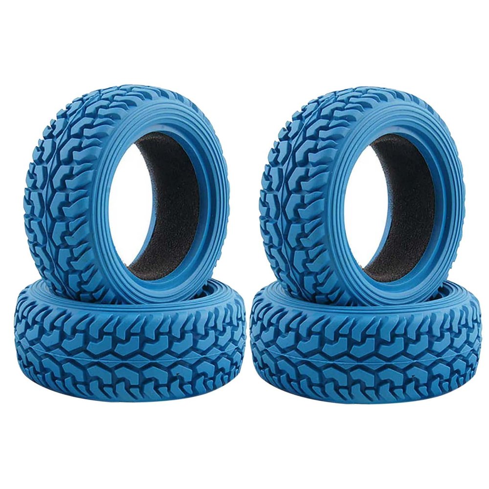 LAFEINA 4PCS 75mm RC Rally Car Grain Rubber Tires for 1:10 RC On Road Car Tamiya HSP HPI Kyosho (Blue)