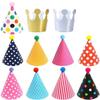 ELakiss 11PCS Birthday Party Cone Hats - Pom Poms,Lovely Cake Cone Birthday Paper Hats,Lovely Crown,For Kids and Adults Decorations (9 hats and 2 crowns) view 1