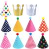 ELakiss 11PCS Birthday Party Cone Hats - Pom Poms,Lovely Cake Cone Birthday Paper Hats,Lovely Crown,For Kids and Adults Decorations (9 hats and 2 crowns) view 2
