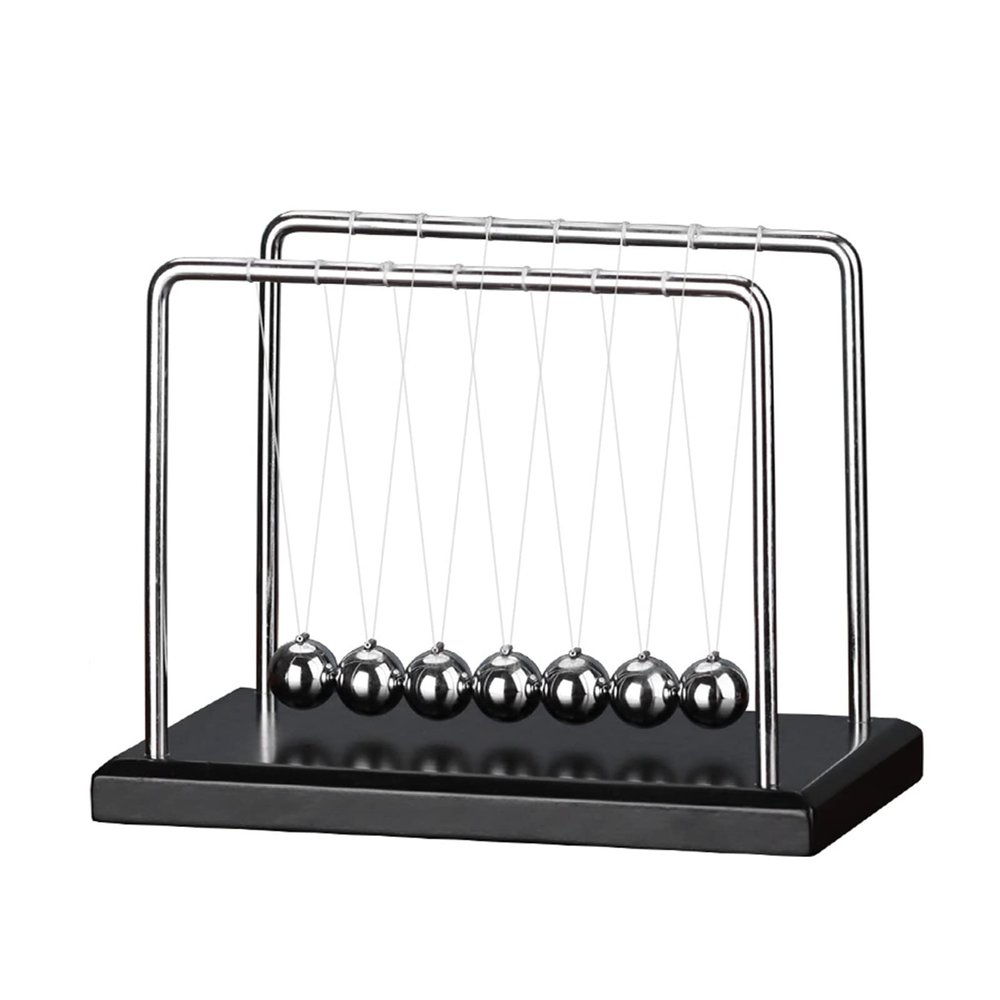 Newtons Cradle Pendulum with 7balls 50+ Sec Swingtime Glass Base Balance Ball