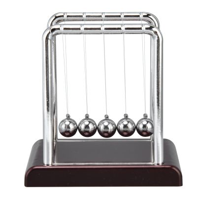Ejoyous Newton's Balance Ball, Metal Balance Swinging Physics Science Pendulum Balls Desk Motion Toy for Office Physics Teacher Decorations(Wine red Bottom)