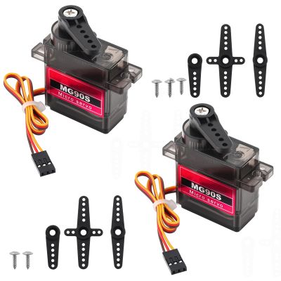 DiGiYes 2Pack MG90S Micro Servo Motor Metal Geared 9G for Helicopter Airplane Boat Smart Robot Car Controls (1, Control Angle 180 Degree)