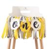 Bee Theme High Chair Banner - Happy 1st Bee Day Birthday Banner, First Birthday Decoration for Boys and Girls, Bumble Be e Themed Bday Party Decoration view 1