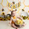 Bee Theme High Chair Banner - Happy 1st Bee Day Birthday Banner, First Birthday Decoration for Boys and Girls, Bumble Be e Themed Bday Party Decoration view 4