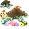 Aoriher 6 Pieces Sea Turtle Stuffed Animal with Babies 12" Mommy Stuffed Sea Turtle with 3 Little Plush 2 Plush Eggs Soft Pillow Tortoise Hugging Gifts for Kids Birthday Baby Shower Party(Modern) view 1