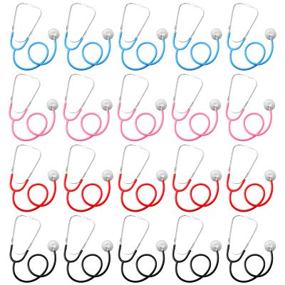 Hanaive 20 Pcs Kids Stethoscope Toys Bulk Stethoscopes for Children Girl Boy Doctor Nurse Party Halloween Costume Role Cosplay Pretend Game Accessories, 4 Colors