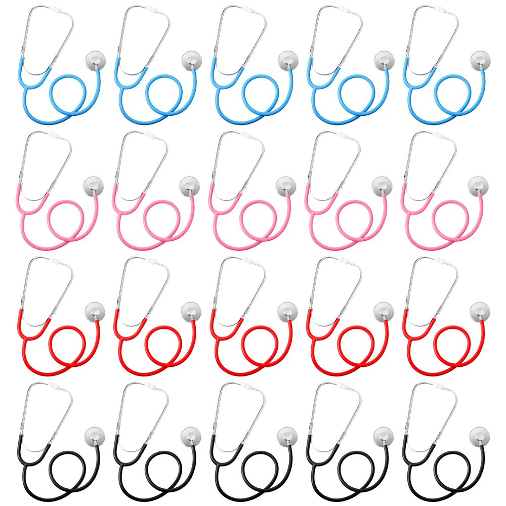 Hanaive 20 Pcs Kids Stethoscope Toys Bulk Stethoscopes for Children Girl Boy Doctor Nurse Party Halloween Costume Role Cosplay Pretend Game Accessories, 4 Colors