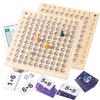 2 in 1 Multiplication Addition Math Board Game for Kids - Wooden Montessori Math Toys for Girls Boys 4 5 6 7 8 9 Years Old Wood Double Sided Board Table Dice Card Games for Family view 1