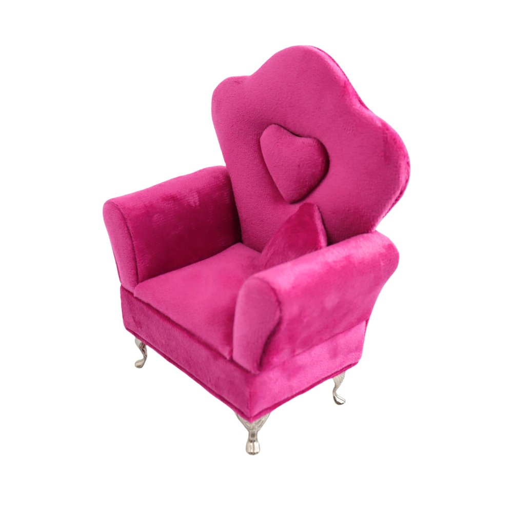 CONCISE 1/6 & 1/12 Scale Miniature Velvet Sofa w/Hidden Jewelry Box for Women 14+ Collectors Ring Earring Necklace Bracelet Trinket Storage - Pink Decor for Display & Dressing Tables
