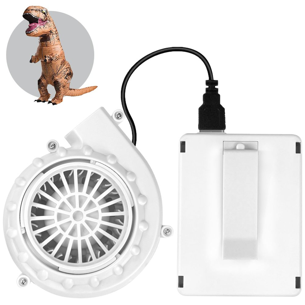Wittocs White Costume Fan Mini Blower Fan for Dinosaur Halloween Inflatable Blow Up Costume(Upgraded Version)