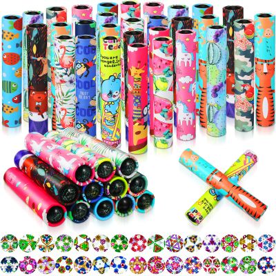 CHENGU 30 Pcs Funny Kaleidoscopes, Educational Toys Return Gifts Paper Tumble Tube Prism Lens Old Fashioned Vintage Toys Party Favor Valentines Gift for Kids Stock Stuffer, Random Style(Single Style)