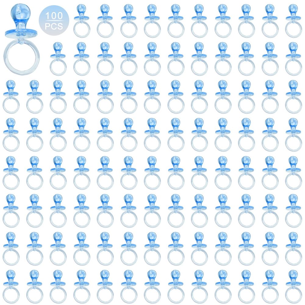 100 Pieces 2.75 Inch Plastic Pacifier for Baby Shower, Baby Shower Pacifier for Gender Reveal Party Decoration DIY Birthday Party Gift (Blue)