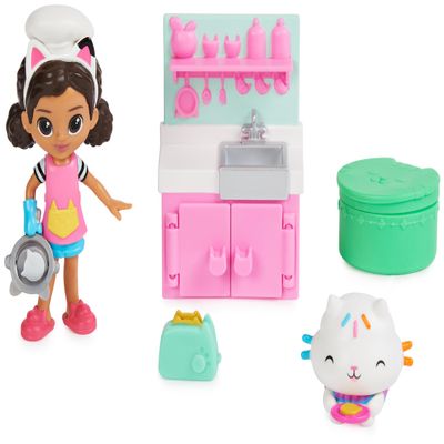 Gabbys Dollhouse, Lunch and Munch Kitchen Set with 2 Toy Figures, Accessories and Furniture Piece, Kids Toys for Ages 3 and Above