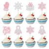24 Pcs Oh Baby Silver Glitter Snowflake Cupcake Toppers - Frozen It's a Girl & Boy Party Decorations for Winter Onederland Babyshower Birthday view 1