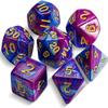 7pcs/Set D4 D6 D8 D10 D12 D20 Dichromatic Polyhedral Dices for Beginner Role Playing Game D&D Dice Set Party Table Board Game Supplieswith A Silver Pouch(BluePurple) view 1