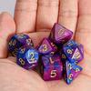 7pcs/Set D4 D6 D8 D10 D12 D20 Dichromatic Polyhedral Dices for Beginner Role Playing Game D&D Dice Set Party Table Board Game Supplieswith A Silver Pouch(BluePurple) view 2