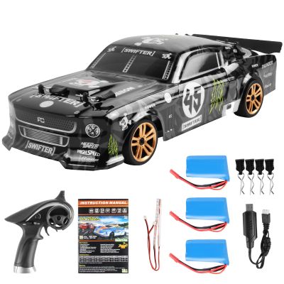 GoolRC RC Drift Car, 1:18 Scale Remote Control Car, 2.4GHz 4WD 30KM/H High Speed RC Racing Cars with LED Light Strip and 3 Batteries for Adults