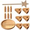 HOMSFOU Birthday Party Cake Wooden Pretend Play Cake Fake Cake Model Play Food Set view 1