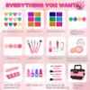 54 Pcs Kids Makeup Kit for Girls, Princess Real Washable Pretend Play Cosmetic Set Toys with Mirror, Birthday Gifts for 3 4 5 6 7 8 9 10 Years Old Girls Kids (Pink) view 3