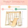 Toddler Jungle Gym, 66" Indoor Playground Set with Swing, Rock Climb Wall, Slide, Monkey Bars, Wood & Rope Ladder, Rope Wall Ladder for Kids 1-8yrs view 2