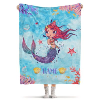 ARNOVIC Personalized Mermaid Custom Baby Blanket with Name for Girl Boy Toddler Newborn, Gift for Birthday Christmas 40"x50" for Kids/Child - S
