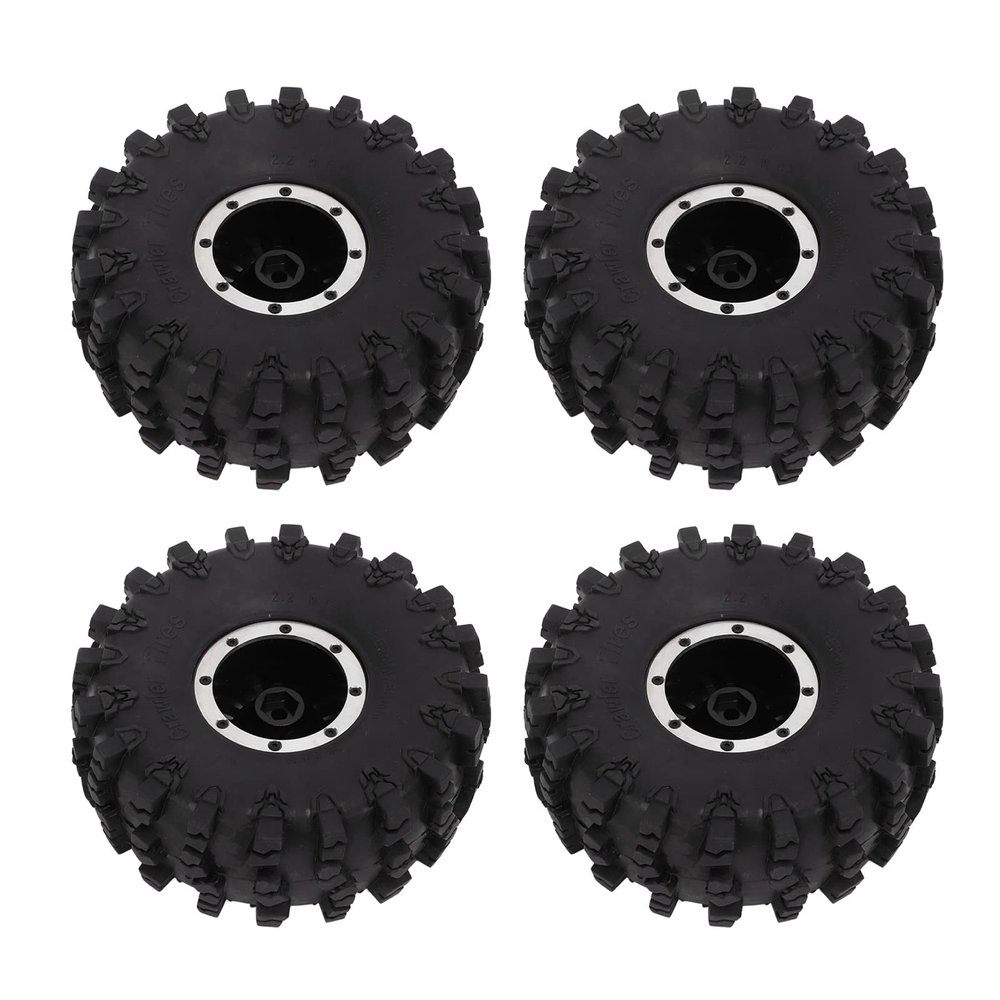 4Pcs 2.2 Inch Rc Tires,Strong Grip Wear Alloy Rubber Tire Kit For Scx10 Rr10 Wraith 90048 90018 Car Model Accessory
