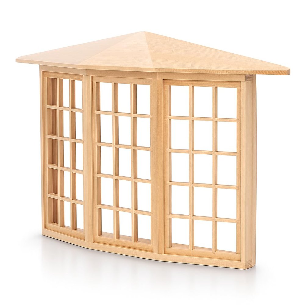 1:12 Scale Dollhouse Bay Window, Miniature Bay Window Exquisite Miniature Wooden 45 Degree Corner 3 Sided Window Model for DIY