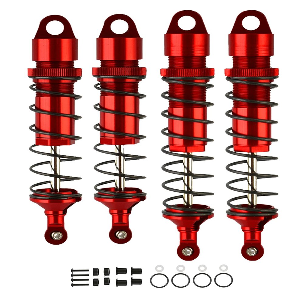 Rcarmumb Front Rear RC Shock Upgrades Part for 1/8 Sledge 4WD #95076-4, 4PCS Full Aluminum Big Bore RC Shocks Hops Up for Sledge Monster Truck,Red