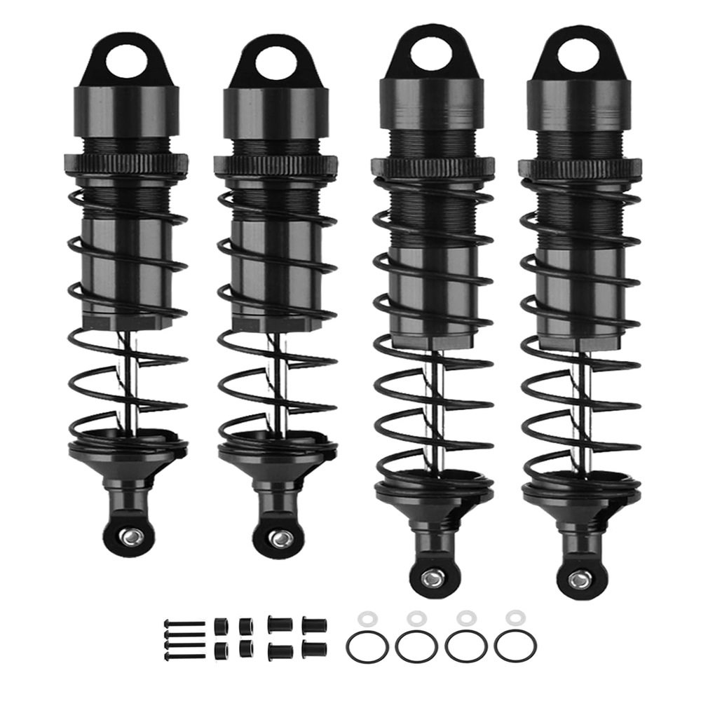 Rcarmumb Front Rear RC Shock Upgrades Part for 1/8 Sledge 4WD #95076-4, 4PCS Full Aluminum Big Bore RC Shocks Hops Up for Sledge Monster Truck,Black