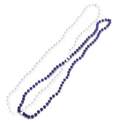 Anderson's Purple and White Beads, 33 Inches, Set of 24, Fan Gear, Birthdays, Homecoming, Game Days, Holidays, Sports Fan Gear,School Spirit, Football Cheerleader Accessories