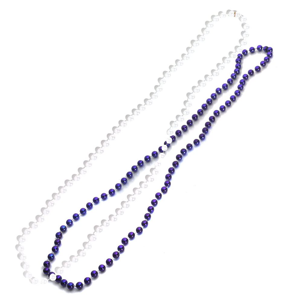 Anderson's Purple and White Beads, 33 Inches, Set of 24, Fan Gear, Birthdays, Homecoming, Game Days, Holidays, Sports Fan Gear,School Spirit, Football Cheerleader Accessories