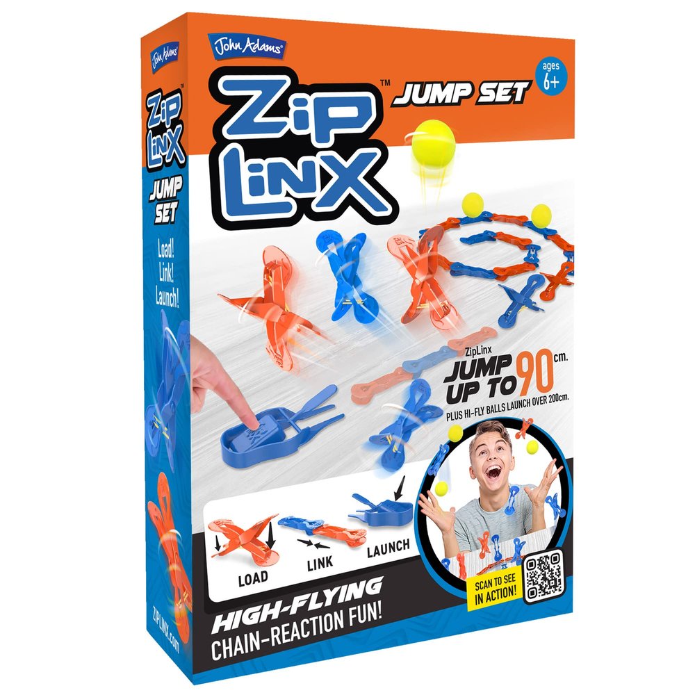 John Adams | ZipLinx - Jump Set: high-Flying Chain-Reaction Fun! | Jumping Domino Action | Domino and Tile Games | Ages 6+