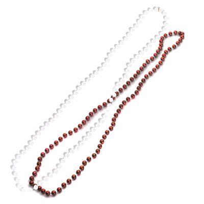 Anderson's Red and White Beads, 33 Inches, Set of 24, Fan Gear, Birthdays, Homecoming, Game Days, Holidays, Sports Fan Gear,School Spirit, Football Cheerleader Accessories