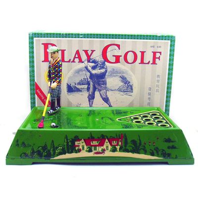 Charmgle Retro Wind-up Tin Toy Funny Playing Golf Model Toy Golfer Collection Home Ornaments