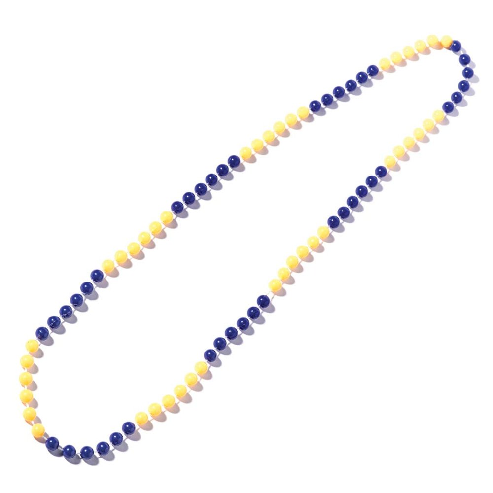 Anderson's Two-Tone Royal Blue and Yellow Beads, 33 Inches, Set of 24, Fan Gear, Birthdays, Homecoming, Game Days, Sports Fan Gear,School Spirit, Football Cheerleader Accessories
