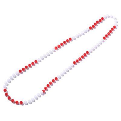 Anderson's Two-Tone Red and White Beads, 33 Inches, Set of 24, Fan Gear, Birthdays, Homecoming, Game Days, Sports Fan Gear,School Spirit, Football Cheerleader Accessories