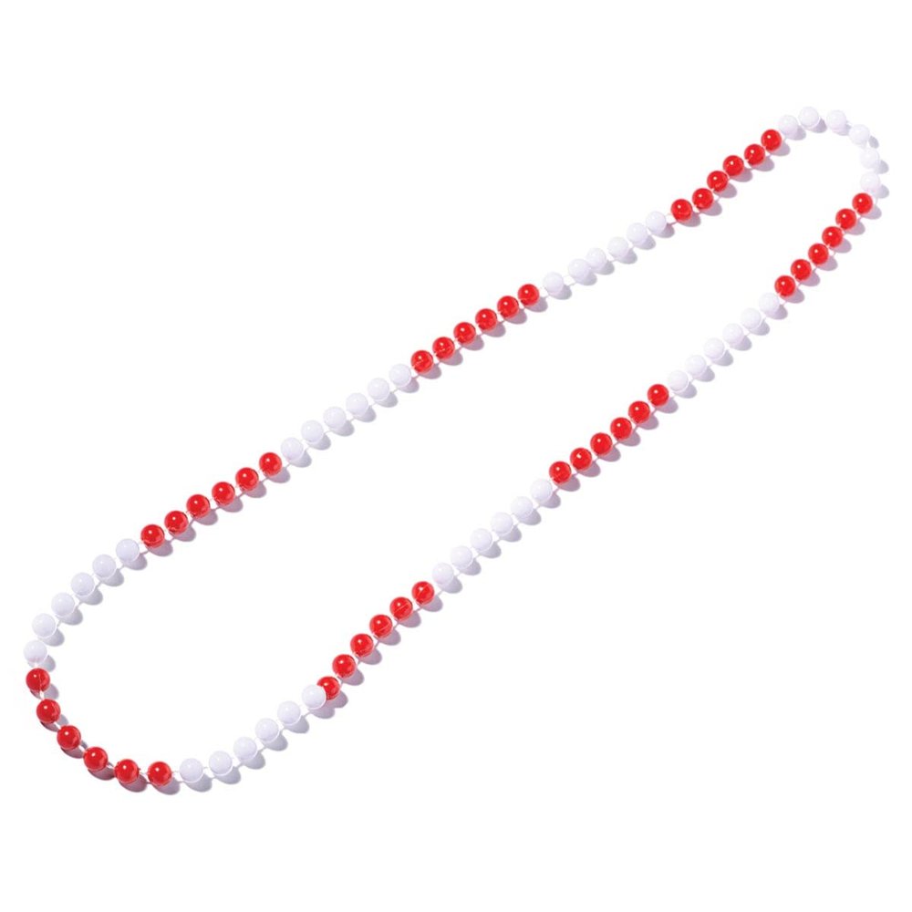 Anderson's Two-Tone Red and White Beads, 33 Inches, Set of 24, Fan Gear, Birthdays, Homecoming, Game Days, Sports Fan Gear,School Spirit, Football Cheerleader Accessories