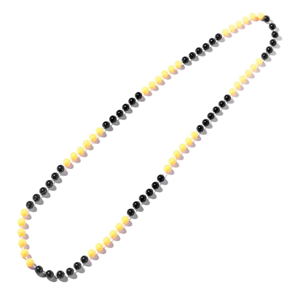 Anderson's Two-Tone Black and Yellow Beads, 33 Inches, Set of 24, Fan Gear, Birthdays, Homecoming, Game Days, Sports Fan Gear,School Spirit, Football Cheerleader Accessories