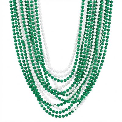 Anderson's Green and White Beads, 33 Inches, Set of 24, Fan Gear, Birthdays, Homecoming, Game Days, Holidays, Sports Fan Gear,School Spirit, Football Cheerleader Accessories