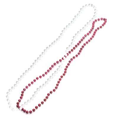 Anderson's Maroon and White Beads, 33 Inches, Set of 24, Fan Gear, Birthdays, Homecoming, Game Days, Holidays, Sports Fan Gear, School Spirit, Football Cheerleader Accessories